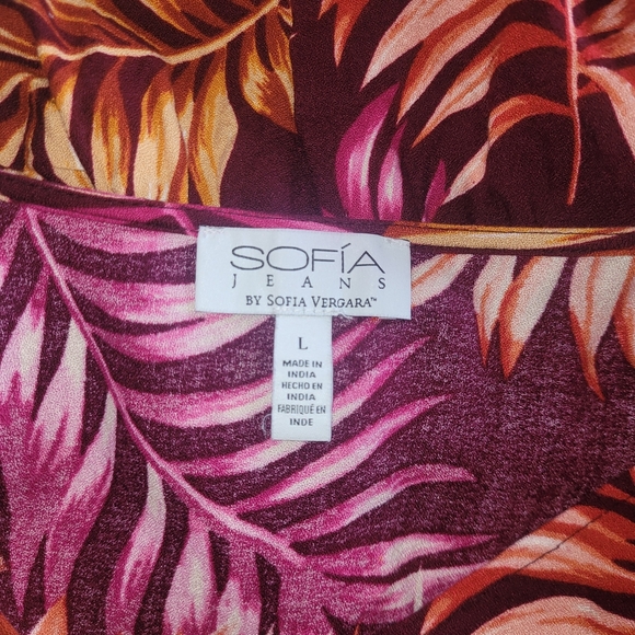 Sofia Vergara Tropical Print Long Sleeve Blouse L - Picture 6 of 6